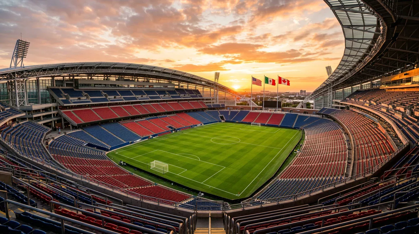WK 2026 stadion in Noord-Amerika met voetbalveld
