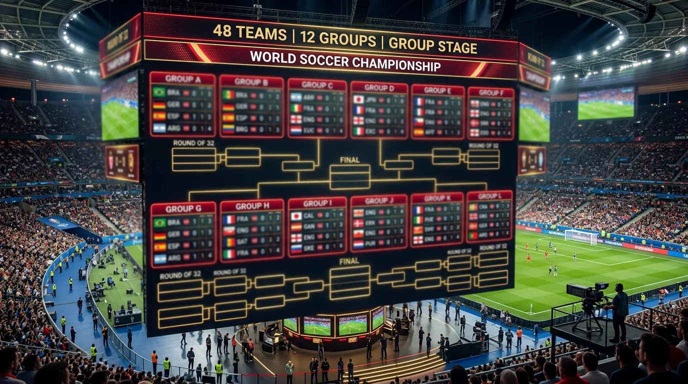 Overzicht van het nieuwe WK 2026 format met 48 landen verdeeld over 12 groepen
